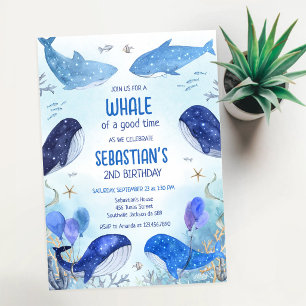 Under the Sea Ocean Theme Whale Birthday Invitation