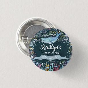 Under The Sea   Ocean Themed Baby Shower 3 Cm Round Badge