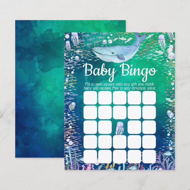 Under The Sea | Ocean Themed Baby Shower Bingo (Front/Back)