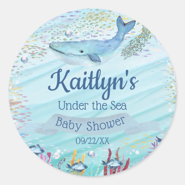 Under The Sea | Ocean Themed Baby Shower Classic Round Sticker (Front)