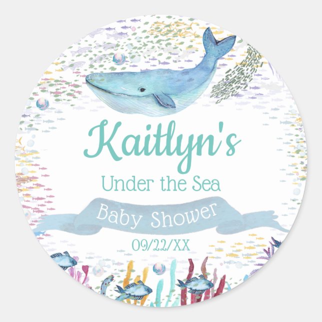 Under The Sea | Ocean Themed Baby Shower Classic Round Sticker (Front)