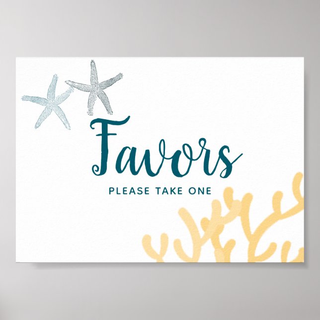 Under the Sea Ocean themed Baby Shower Favors Sign (Front)