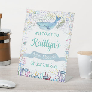 Under The Sea   Ocean Themed Baby Shower Welcome Pedestal Sign
