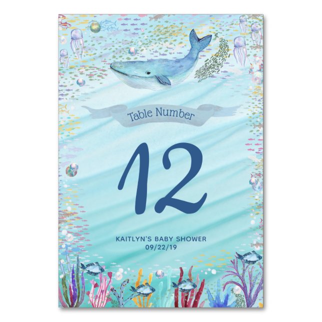 Under The Sea Ocean Themed Party Table Number (Front)