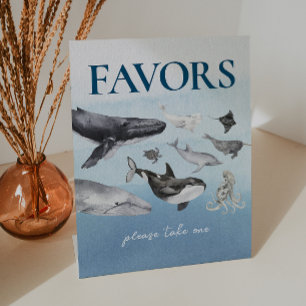 Under The Sea Ocean Whale Baby Shower Favours Pedestal Sign