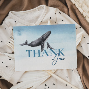 Under The Sea Ocean Whale Flat Baby Shower Thank You Card