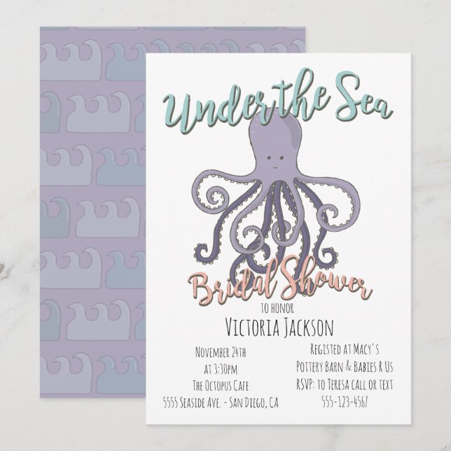 Under the Sea Octopus Bridal Shower Invitation (Front/Back)