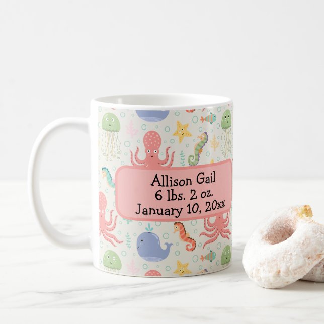 Under the Sea Octopus Sea Horse Whale Starfish Coffee Mug (With Donut)