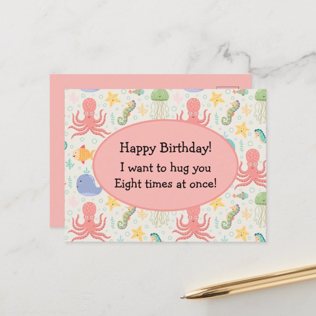 Under the Sea Octopus Sea Horse Whale Starfish Postcard (Front/Back In Situ)