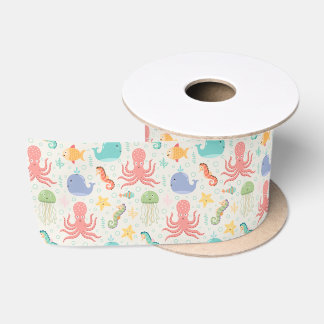 Under the Sea Octopus Sea Horse Whale Starfish Satin Ribbon