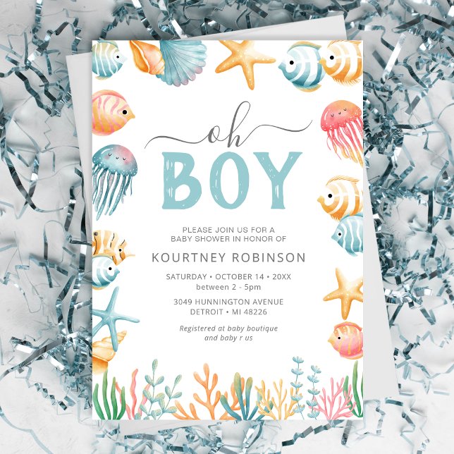 Under the Sea Oh Boy Baby Shower Invitation (Creator Uploaded)