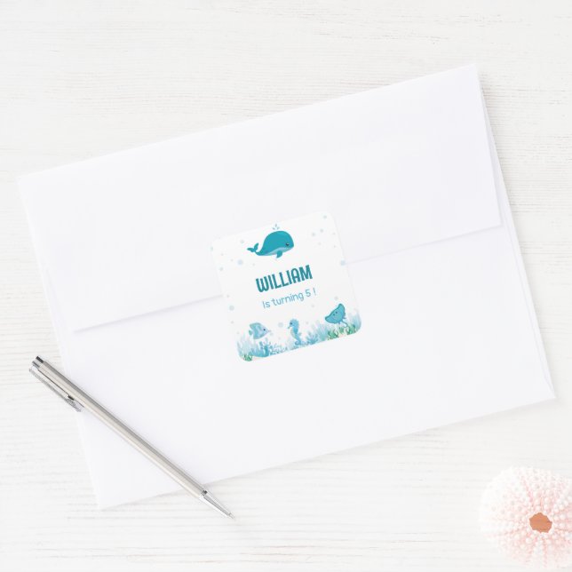 Under The Sea Oneder the sea Ocean Animals Square Sticker (Envelope)