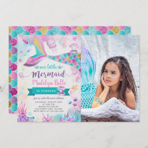 Under The Sea Our Little Mermaid Birthday Photo Invitation