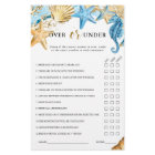 Under the Sea Over or Under Bridal Shower Game 