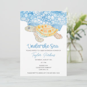Under the Sea Painted Sea Turtle Boy Baby Shower Invitation