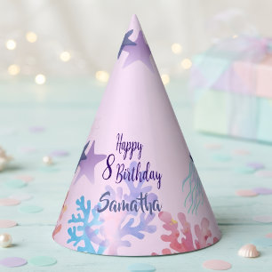 Under the Sea Party Hats  Pink and Purple Birthday