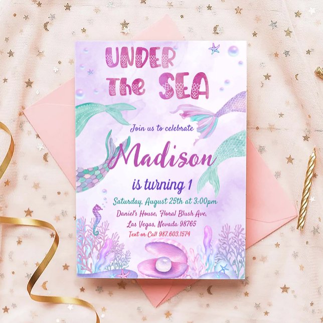 Under The Sea Party Little Mermaid Birthday Party Invitation (Creator Uploaded)
