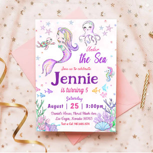 Under The Sea Party Mermaid Birthday Party Invitation