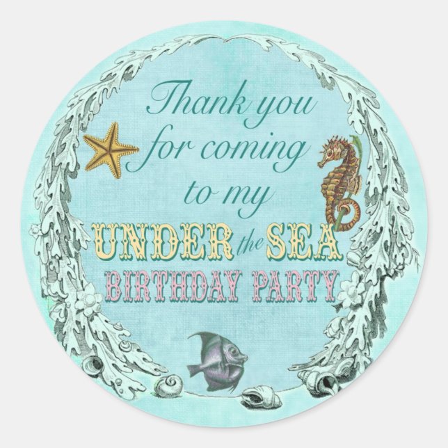 Under the Sea Party Thank You Sticker (Front)