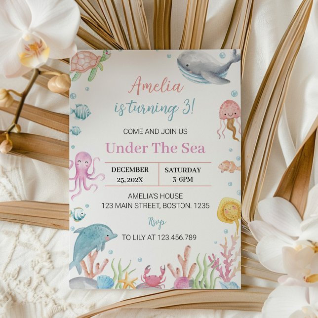 Under The Sea Pastel Birthday Invitation Ocean  (Creator Uploaded)