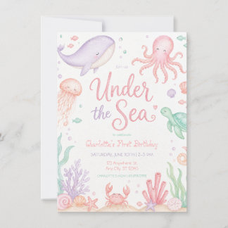 Under the Sea Pastel Ocean Birthday Girl Invitation