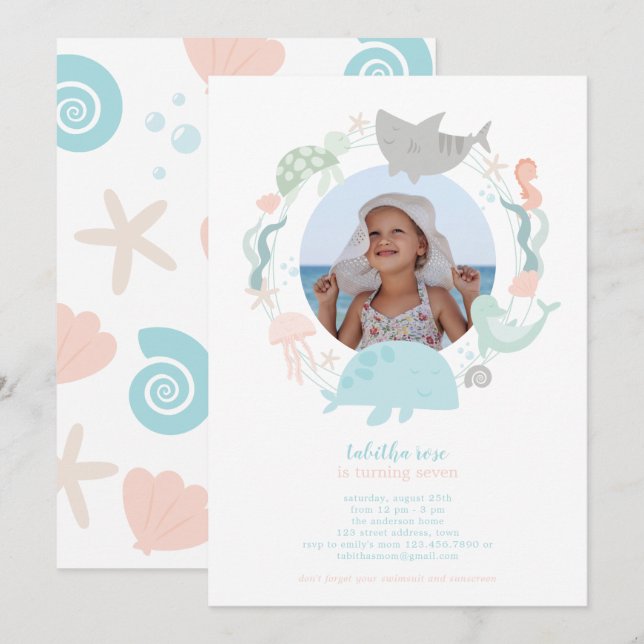 Under The Sea Photo Birthday Invitation (Front/Back)