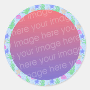 under the sea photo frame classic round sticker