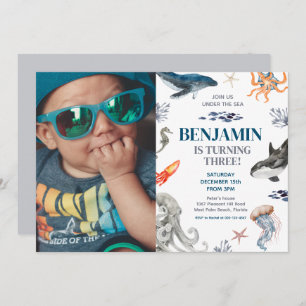 Under The Sea Photo Sea Birthday Party Invitation