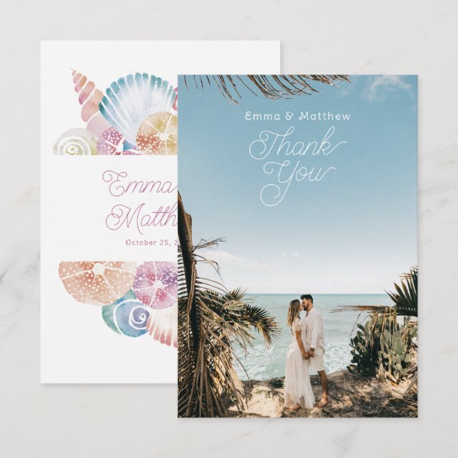 Under the Sea Photo Wedding Thank You Card (Front/Back)