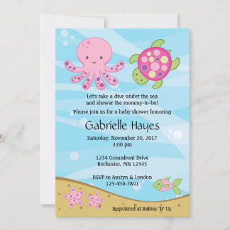 Under the Sea Pink Baby Shower Invitations