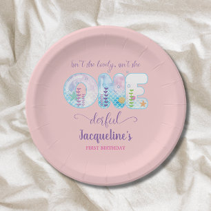 Under the Sea Pink Girls 1st Birthday Pretty Paper Plate