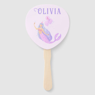 Under the Sea Pink Mermaid Birthday Hand Fan