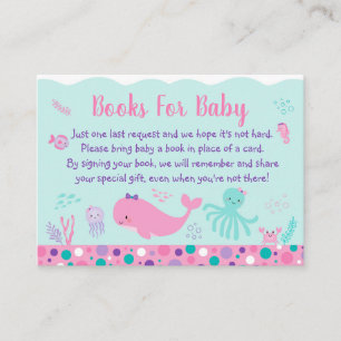 Under The Sea Pink Purple Baby Shower Book Request Enclosure Card