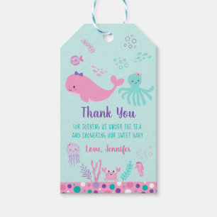 Under The Sea Pink Purple Nautical Baby Shower Gift Tags