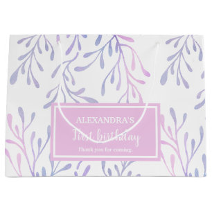 Under the Sea Pink & Purple Seaweed 1st Birthday Large Gift Bag