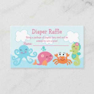 Under the Sea/Pink Whale Diaper Raffle Tickets Enclosure Card