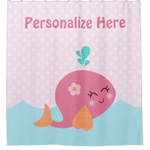 Under the Sea Pink Whale Kid's Shower Curtain