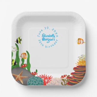 Under the Sea Plants Fish Birthday Paper Plate