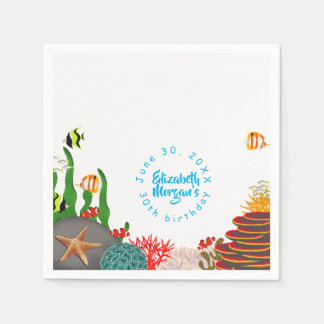 Under the Sea Plants Fish Corals Birthday Party  Napkin