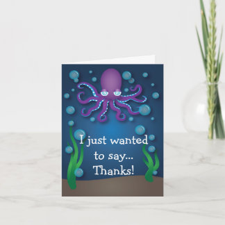 Under the Sea Purple Octopus Thank You Card