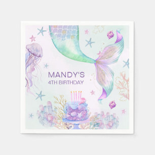 Under the Sea Purple Teal Little Mermaid Napkin
