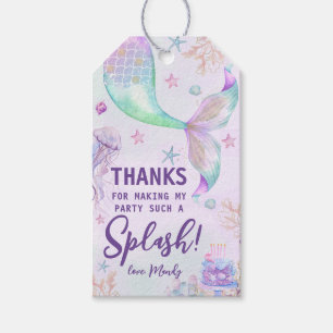 Under the Sea Purple Teal Mermaid Splash  Gift Tags