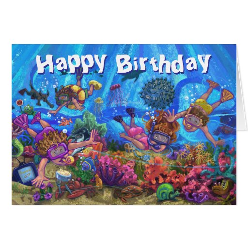 Under the Sea Quad Happy Birthday Card | Zazzle