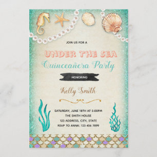 Under the sea quinceanera party invitation