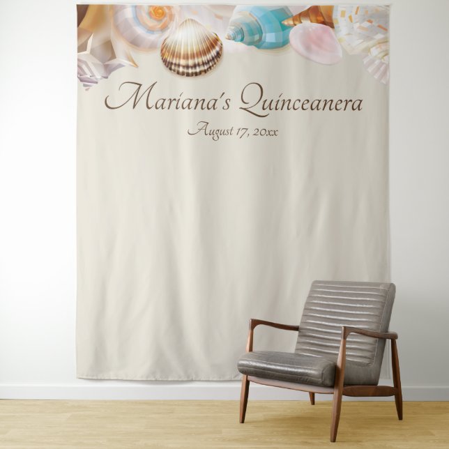 Under the Sea Quinceanera Photo Booth Backdrop Tapestry (In Situ)