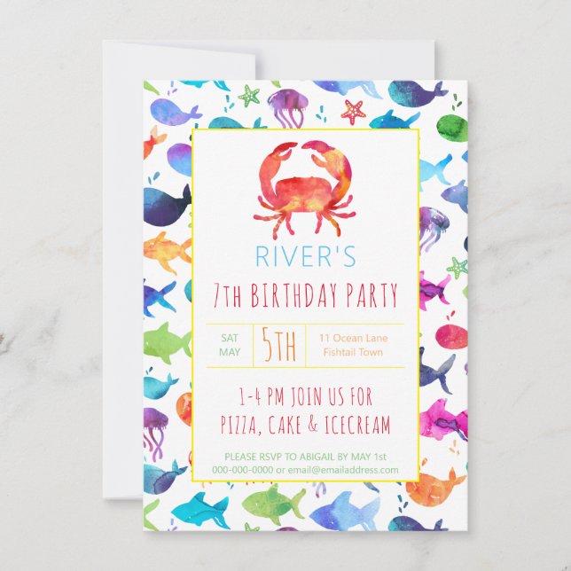 Under The Sea Rainbow Fish Birthday Party Crab (Front)