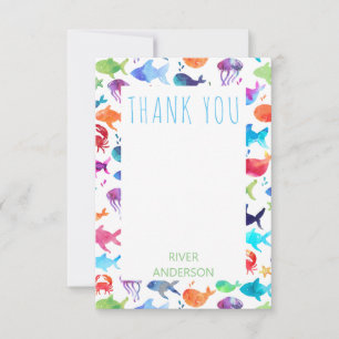 Under The Sea Rainbow Fish Thank You Card