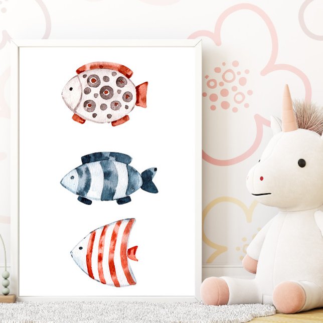 Under the sea red and blue fish Poster (Creator Uploaded)