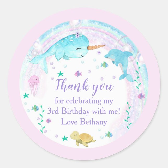Under the Sea Round Favour Sticker (Front)