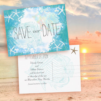 Under the Sea Save the Date Tropical Wedding Announcement Postcard